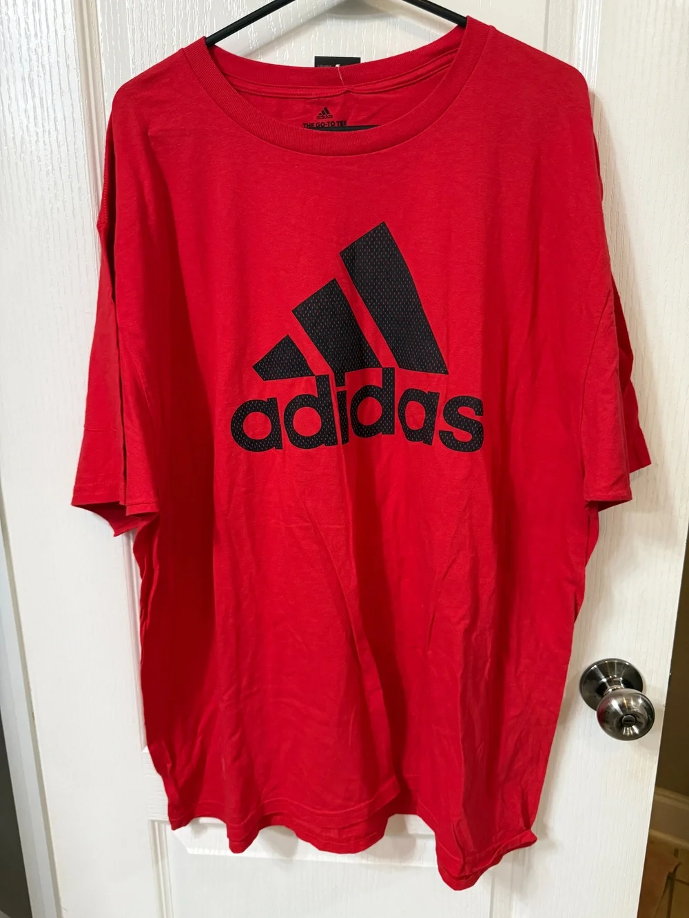 Adidas Men's Red Tee With Black Trefoil Logo Color: Red/Black Size 2XL